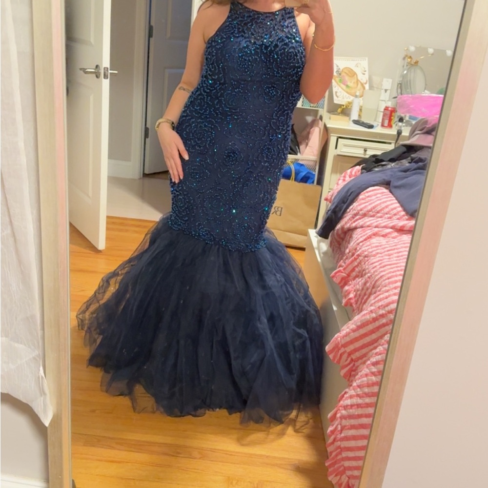 Elegant Blue Sequin Gown